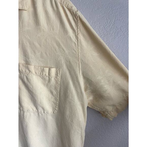 Jos. A. Bank Mens Hawaiian Shirt Yellow Palm Tree Short Sleeve 100% Silk L - Picture 2 of 10